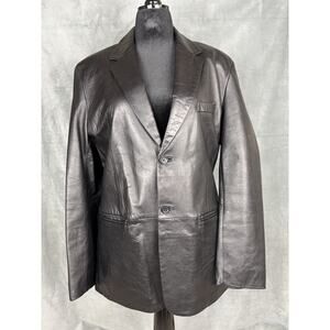 Direct Factory Outlet Black Leather Jacket Blazer Coat Mens Medium Womens Large